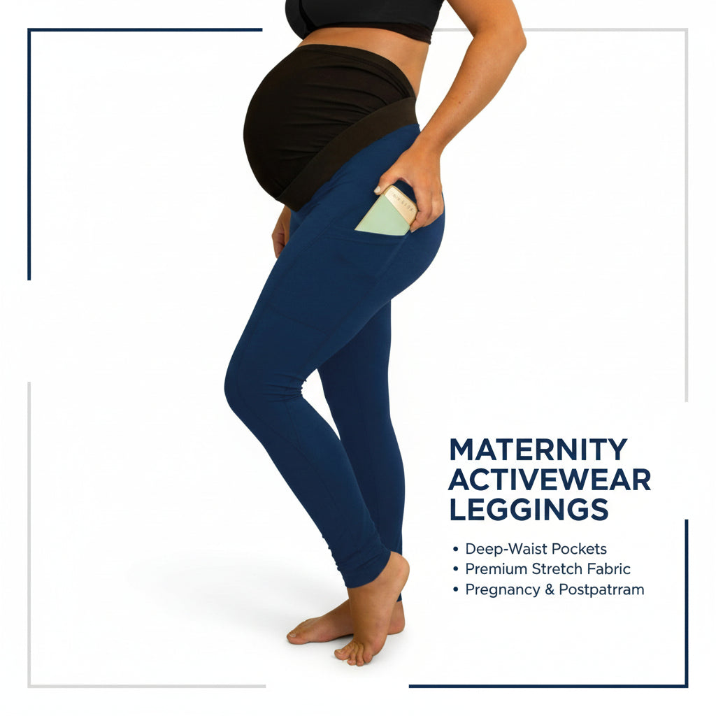 Pure color panel long and high waist side pocket Maternity Pants