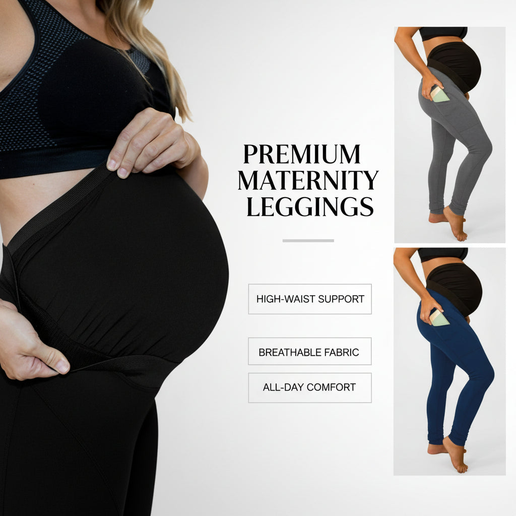 Pure color panel long and high waist side pocket Maternity Pants